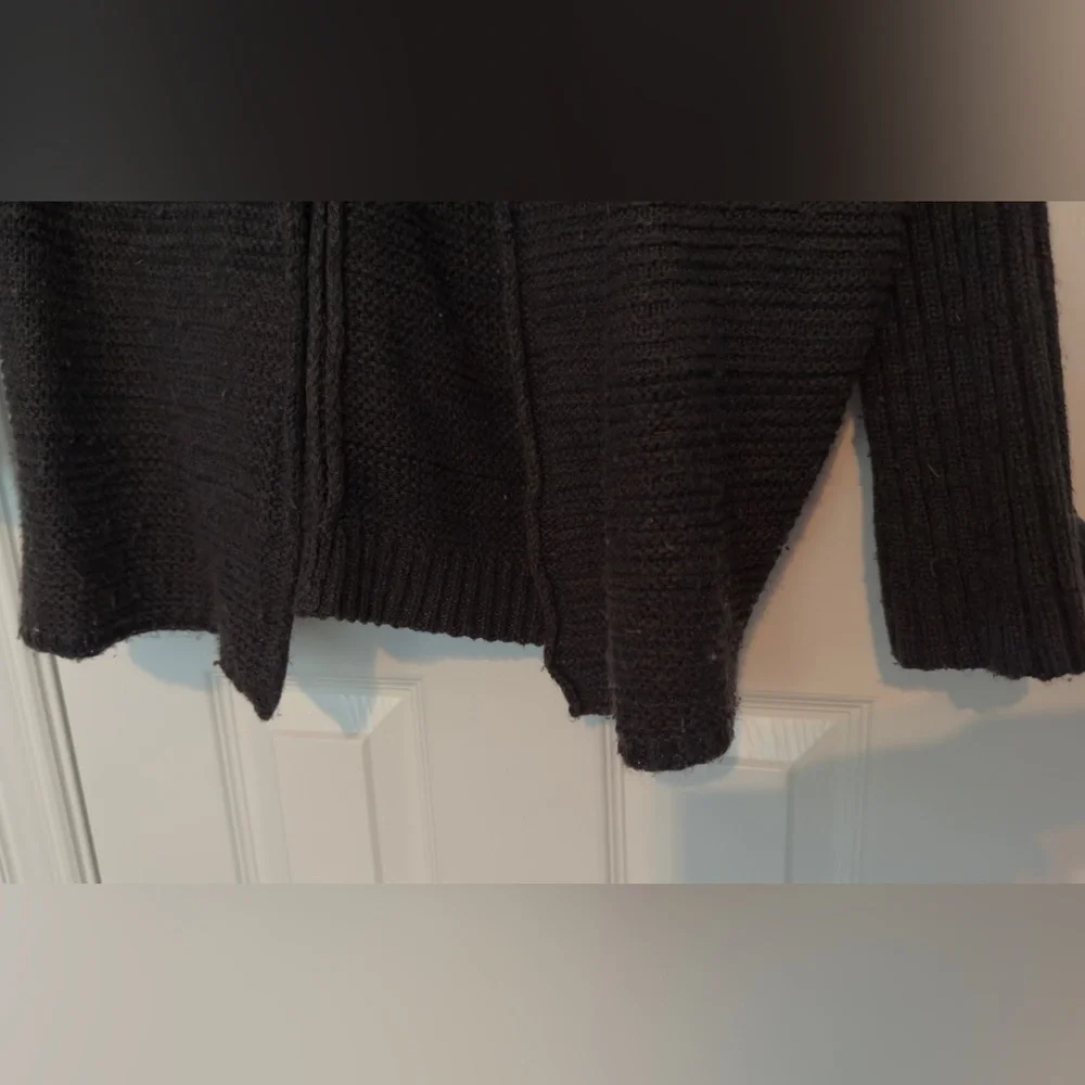 COZY CASUAL Chunky Cocoon Cardigan Open Front Woven Sweater Dark Brown & Black